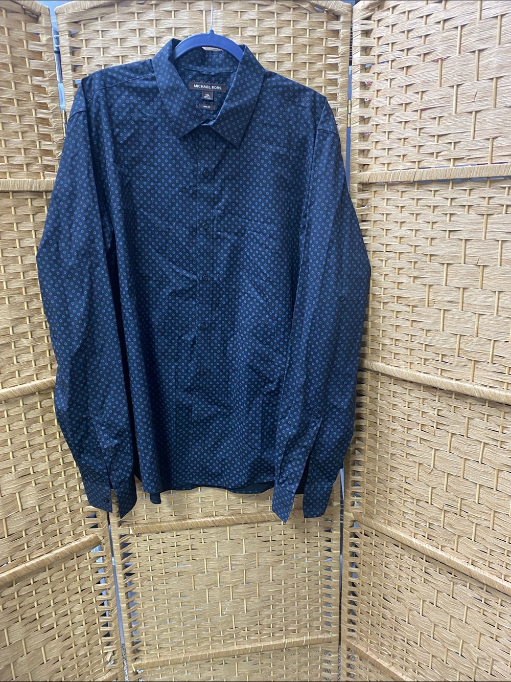 Michael Kors Dark Blue Patterned Button-Down Shirt